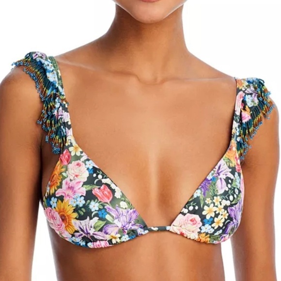 Agua Bendita Rosie Dreamin Bikini Top NWT Size M Beaded Straps - Picture 3 of 12